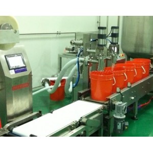 自動(dòng)稱(chēng)重灌裝線(xiàn)20L雙噴嘴+壓蓋機